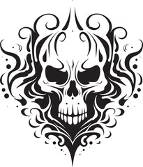 Ephemeral Essence Abstract Skull Symbol Ethereal Engravings Tattoo Vector Emblem