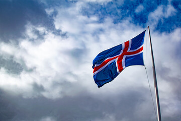 Majestic Icelandic Flag in the Wind