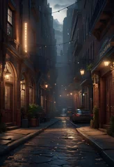 Deurstickers street at night © derman