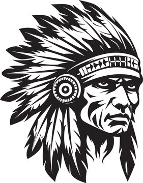 Desert Defender Tribal Emblem Design Shadowed Protector Apache Logo Emblem