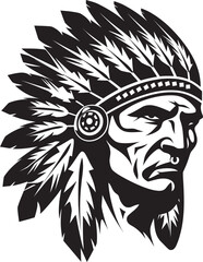 Brave Guardian Apache Logo Symbolic Silent Warrior Apache Face Emblematic