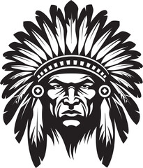 Tribal Majesty Apache Logo Vector Spirit Guardian Apache Face Symbolic