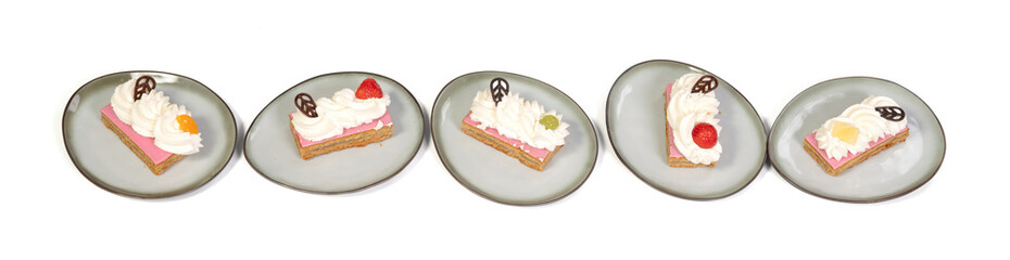 Pieces of traditional dutch oranjekoek, local delicacy from Friesland