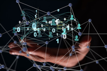 Abstract technology group and data 3d