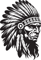 Tribal Unity Apache Face Vector Emblem Brave Spirit Apache Emblematic Logo Vector