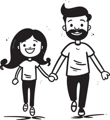 Daddys Little Angel Cartoon Logo Icon Joyful Bonding Father Daughter Emblem