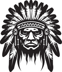 Tribal Treasures Apache Logo Emblematic Vector Brave Tradition Apache Face Icon Design