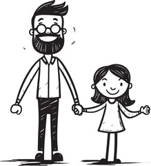 Delightful Duo Father Daughter Vector Design Happy Moments Cartoon Emblematic Icon