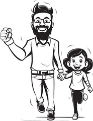 Joyous Bond Father Daughter Vector Icon Loving Laughter Cartoon Logo Design