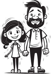 Blissful Bonding Father and Daughter Vector Playful Parenting Cartoon Logo Iconography