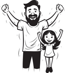 Joyful Moments Cartoon Vector Emblem Heartwarming Hugs Father Daughter Icon