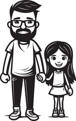 Playful Parenting Cartoon Logo Iconography Smiles and Hugs Father Daughter Graphic Design