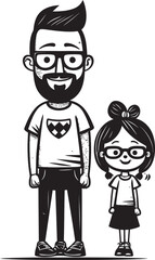 Sweet Smiles Cartoon Logo Vector Cheerful Adventures Father Daughter Graphic Icon