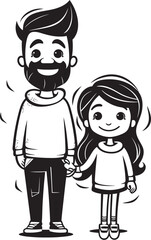 Joyful Hugs Cartoon Emblematic Design Heartwarming Memories Father and Daughter Vector