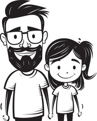 Joyful Journeys Happy Father and Daughter Emblem Daddys Joyride Cartoon Vector Icon