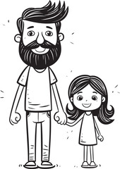 Joyful Journeys Cartoon Iconic Emblem Daddys Joyride Father Daughter Vector Symbol