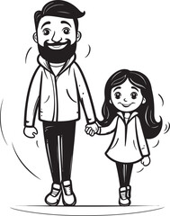 Heartfelt Happiness Happy Father and Daughter Logo Loving Laughter Cartoon Iconic Emblem