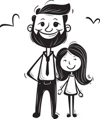 Family Fun Father Daughter Vector Symbol Cheerful Moments Cartoon Symbolic Design