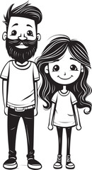 Loving Laughter Cartoon Iconic Symbol Precious Memories Father Daughter Vector Design