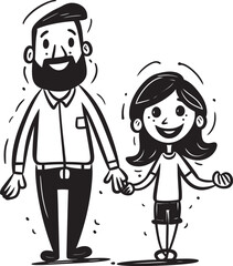 Love and Laughter Father Daughter Vector Graphic Happy Hugs Cartoon Logo Iconography