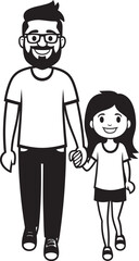 Family Fun Cartoon Symbolic Emblem Cheerful Moments Happy Family Design