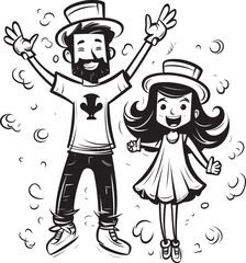 Daddys Girl Cartoon Symbolic Emblem Joyful Together Happy Family Vector