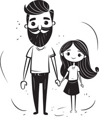 Daddys Darling Father Daughter Icon Smiles and Sunshine Cartoon Logo Vector Design