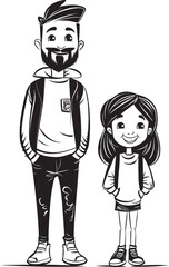 Daddys Happy Helper Cartoon Logo Design Loving Laughter Father Daughter Vector Icon