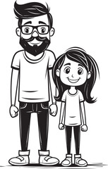 Family Fun Father and Daughter Emblem Daddys Happy Helper Cartoon Logo Design