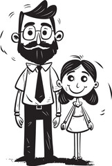 Fun filled Moments Cartoon Logo Design Daddys Little Angel Father Daughter Vector Icon