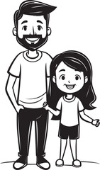 Smiling Together Cartoon Logo Iconography Family Fun Father and Daughter Vector Graphic