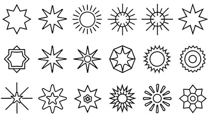 Star burst sticker vector set. Stars collection. Star icons. Starburst flower sale badge. Star blank label, stickers emblem. Shine symbol illustration. Sun ray frames, quality signs, sale icon