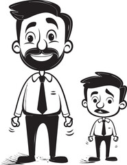 Daddys Little Buddy Cartoon Emblematic Design Blissful Bond Father Son Vector Emblem