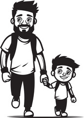 Daddys Love Cartoon Symbolic Design Fun filled Moments Happy Family Emblem