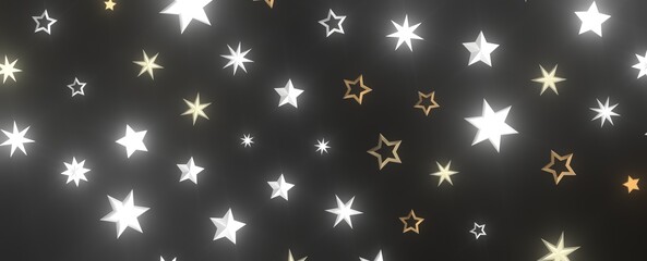 XMAS stars background, sparkle lights confetti falling. magic shining Flying christmas stars on...