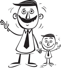 Loving Laughter Cartoon Iconic Design Family Fun Father Son Vector Design