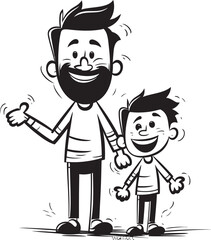 Sweet Smiles Father Son Emblematic Design Playful Partners Cartoon Emblematic Icon