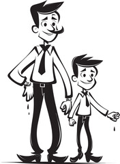 Daddys Boy Cartoon Iconic Emblem Sweet Smiles Father Son Emblematic Design