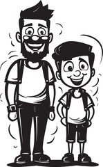 Playful Partners Cartoon Emblematic Icon Daddys Little Buddy Father Son Vector Emblem