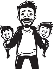 Cherished Memories Happy Family Icon Daddys Boy Cartoon Iconic Emblem