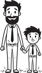 Cheerful Moments Cartoon Vector Emblem Joyous Connection Father Son Iconic Symbol