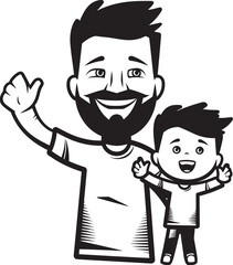 Family Harmony Happy Dad and Son Icon Dads Little Hero Cartoon Vector Symbol