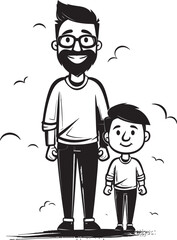 Blissful Bond Father Son Vector Emblem Daddys Love Cartoon Symbolic Design