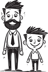 Playful Partners Happy Dad and Son Logo Daddys Little Buddy Cartoon Iconic Emblem
