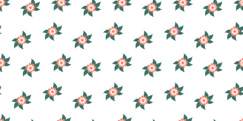 Flower seamless Pattern on white background. Spring floral repeating design for print. Flat summer vector texture. Botanical minimalistic ornament. Nature background for textile and wrapping