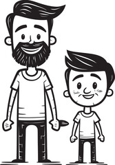 Obraz na płótnie Canvas Blissful Bonding Cartoon Vector Symbol Family Fun Father Son Iconic Design