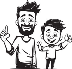 Daddys Boy Happy Dad and Son Icon Cheerful Connection Cartoon Emblematic Symbol