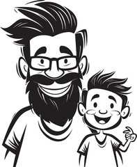 Fun filled Memories Cartoon Vector Design Daddys Love Happy Dad and Son Emblem