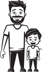 Blissful Bonding Father Son Vector Symbol Family Fun Cartoon Iconic Design