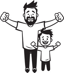 Daddys Love Happy Dad and Son Graphic Heartwarming Moments Cartoon Emblematic Icon